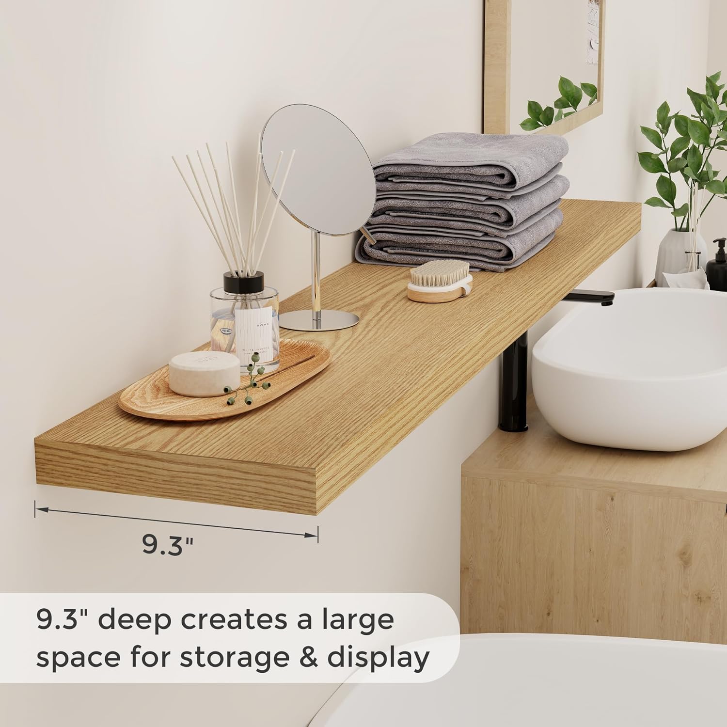 48 Inch Floating Shelves Set of 2, Rustic 48 x 9 Floating Shelf for Wall, 9 Inch Deep Bookshef