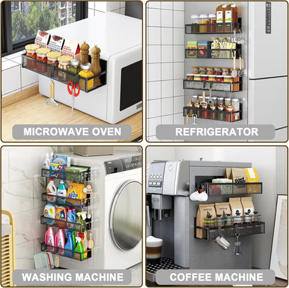 Magnetic Spice Rack for Refrigerator, 4 Pack Magnetic Shelf, Fridge Magnet Organizer with Moveable