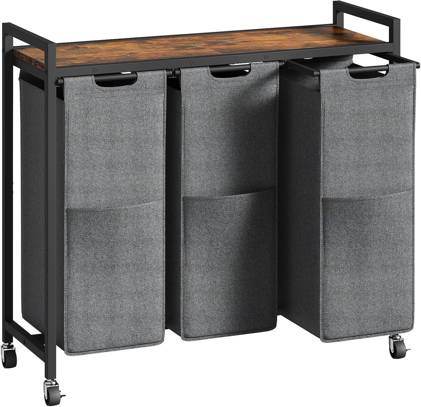 HOOBRO Laundry Sorter 3 Section, Laundry Hamper with Wheels, 3 × 11.5 Gal (43.4L), Rolling Laundry