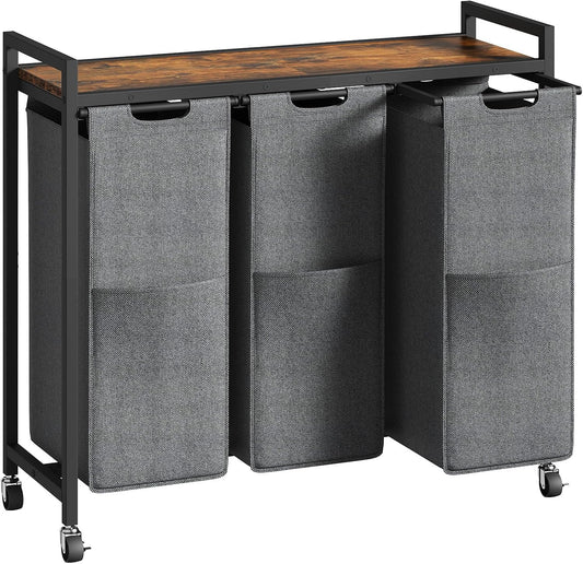 HOOBRO Laundry Sorter 3 Section, Laundry Hamper with Wheels, 3 × 11.5 Gal (43.4L), Rolling Laundry