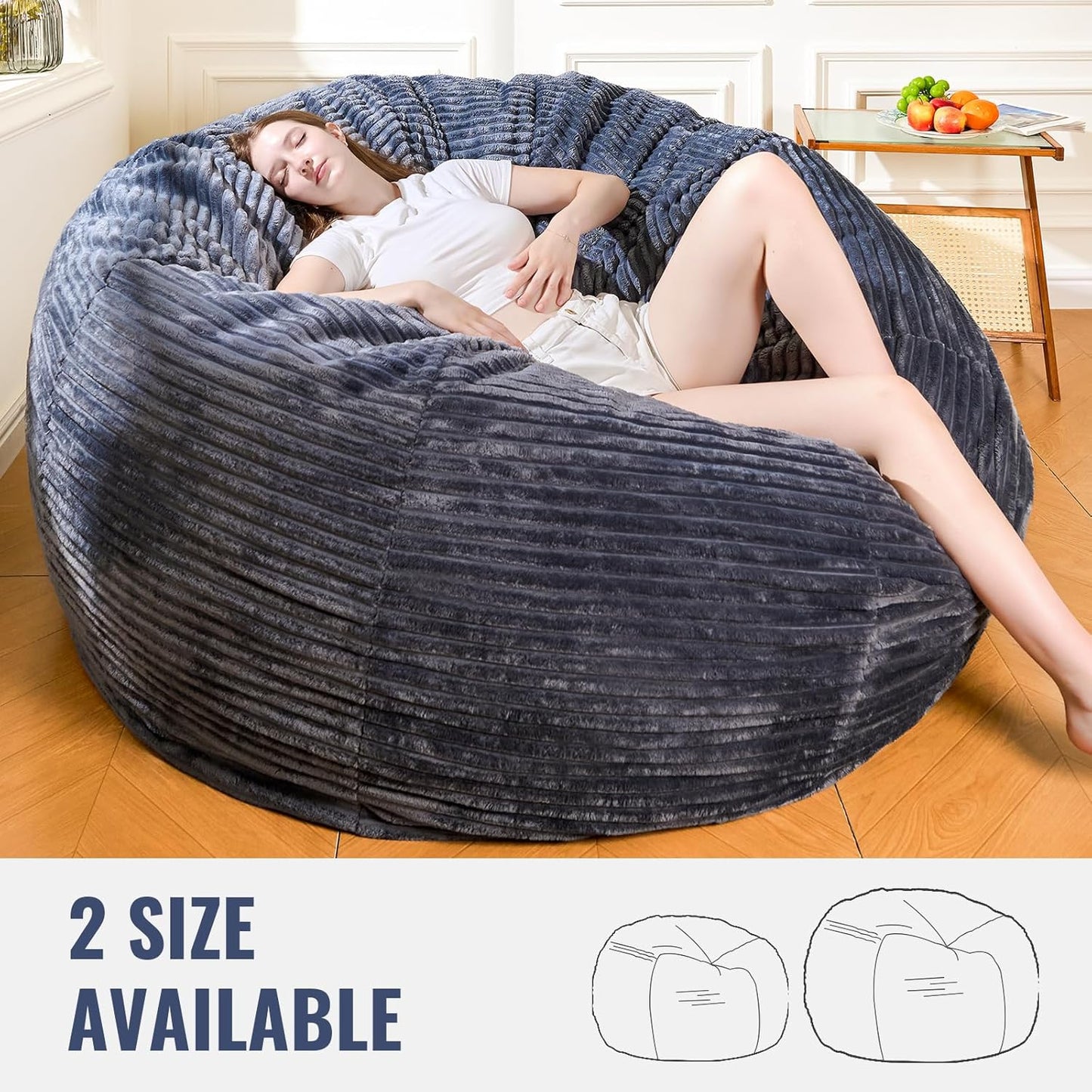 Large Bean Bag Chair, 5FT Giant Beanbag Chairs with Memory Foam Filled, Bean Bag Chairs for Adults