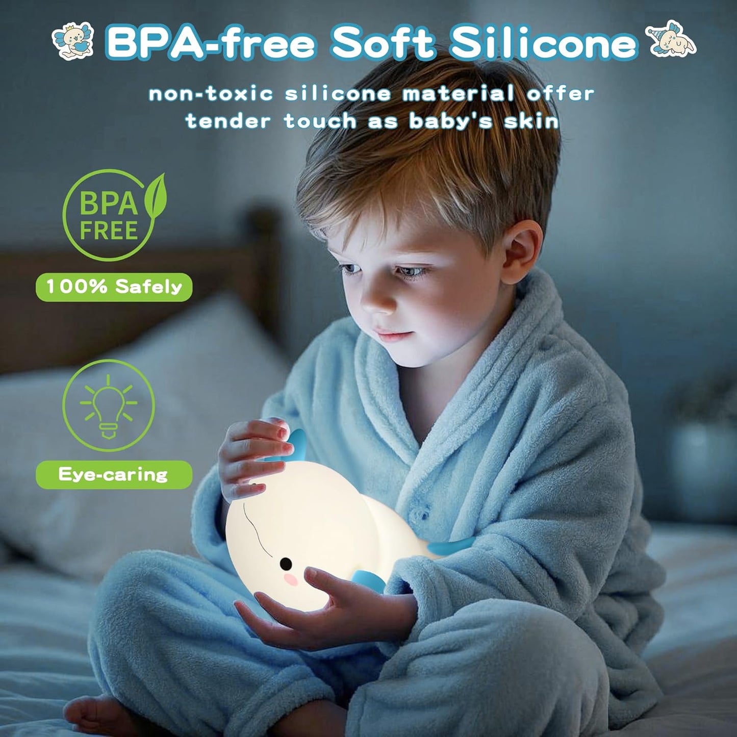 Axolotl Night Light,Cute Axolotl Lamp,Food Grade Silicone Nursery Nightlight,Rechargeable/Dimmable