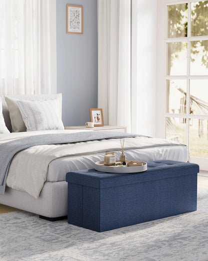 SONGMICS MAZIE Collection - 43 Inches Folding Storage Ottoman Bench, Ottoman Foot Rest, End of Bed