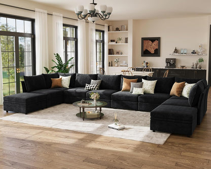 198.6" Oversized Modular Sectional Sofa, U Shaped Convertible Couch with Movable Ottoman, Large 10