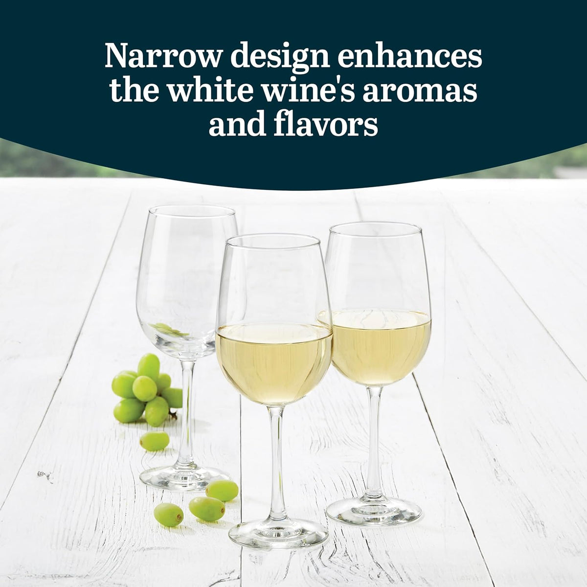 Libbey Vina White Wine Glasses Set of 6, 18.25 Oz Elegant, Fancy Glasses Drinking Set, Stemmed Wine