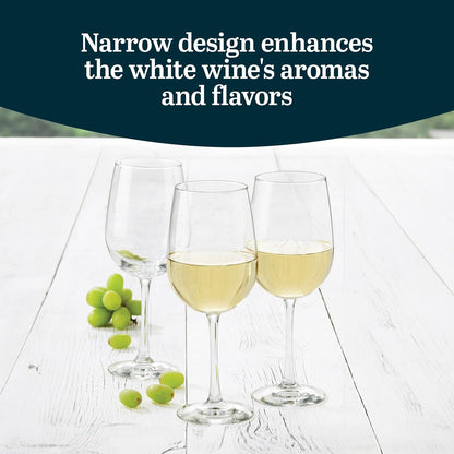 Libbey Vina White Wine Glasses Set of 6, 18.25 Oz Elegant, Fancy Glasses Drinking Set, Stemmed Wine