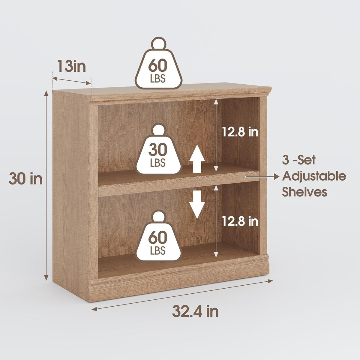Bookcase, 2 Tiers S Bookshelf Open Storage Organization, Floor Standing Indoor Furniture Book Case