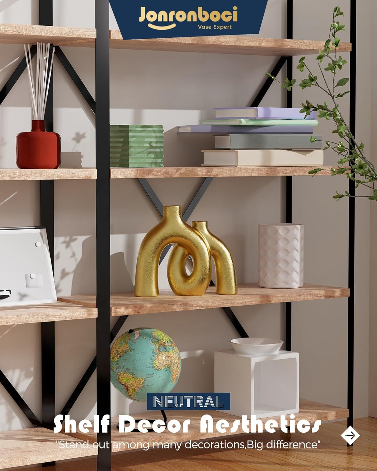 Hug Donut Decorative Vase Set - Golden Modern Classic Transitional Style Vases Home Decor, Matte