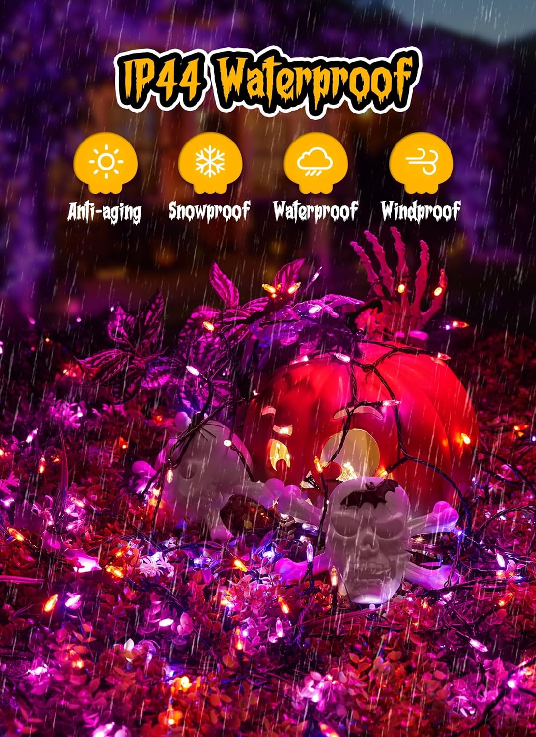 Outdoor Halloween Lights, 39Feet 100 LED Mini Lights with 8 Lighting Modes, Connectable Halloween