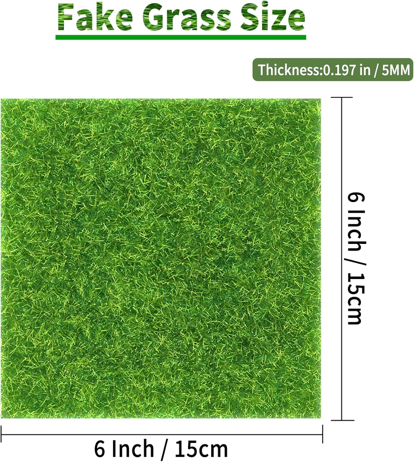 12 Packs 6 X 6 Inch Fake Grass Decor for Crafts, Artificial Grass for Dollhouse Miniature Ornament