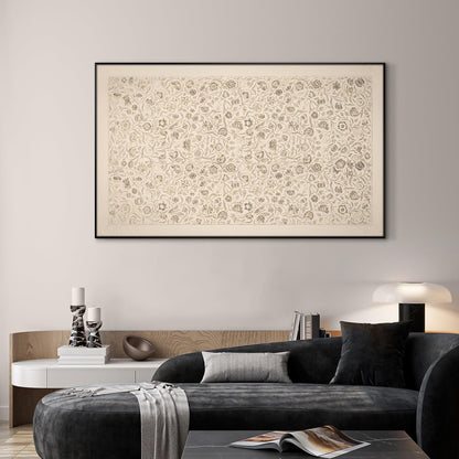 SIGNWIN 30"x60" Extra Large Framed Wall Art Vintage Botanical Sketch with Detailed Floral Pattern
