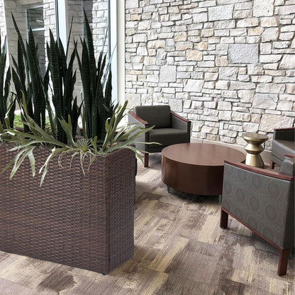 SUNNYPARK Tall Rectangular Planter with Removable Liner, All-Weather PE Rattan Large Modern