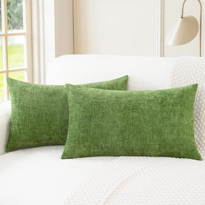 CaliTime Throw Pillow Covers Decorative 12 X 20 Inches Pack of 2 Cozy Chenille Cushion Cases for
