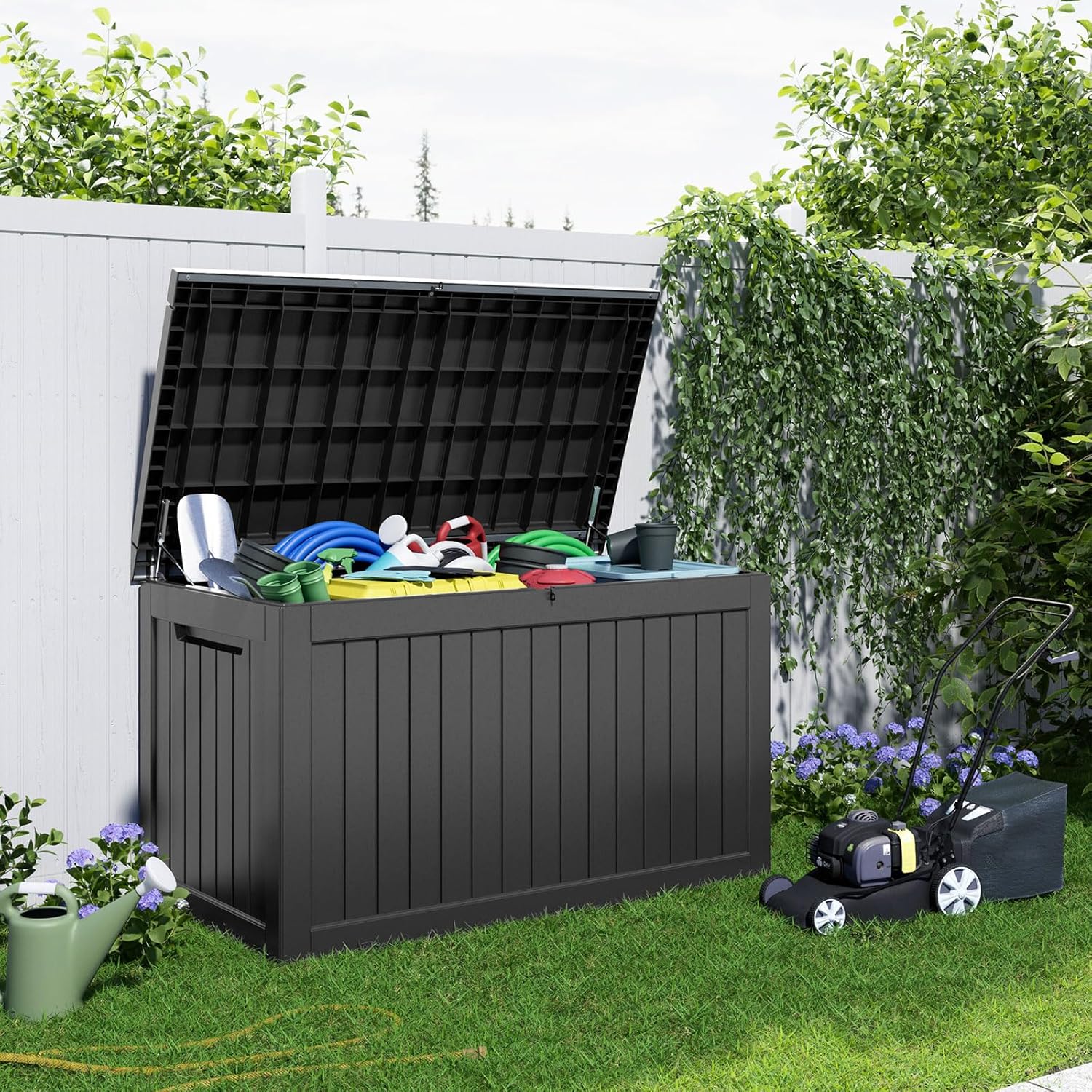XXL 230 Gallon Large Resin Deck Box, Outdoor Lockable Storage Box for Patio Cushions Storage