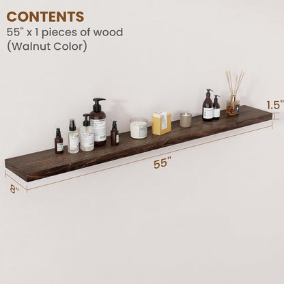 Floating Shelves for Wall Decor, 8 Inch Deep Rustic Solid Elm Wood Floating Shelves Wall Mounted