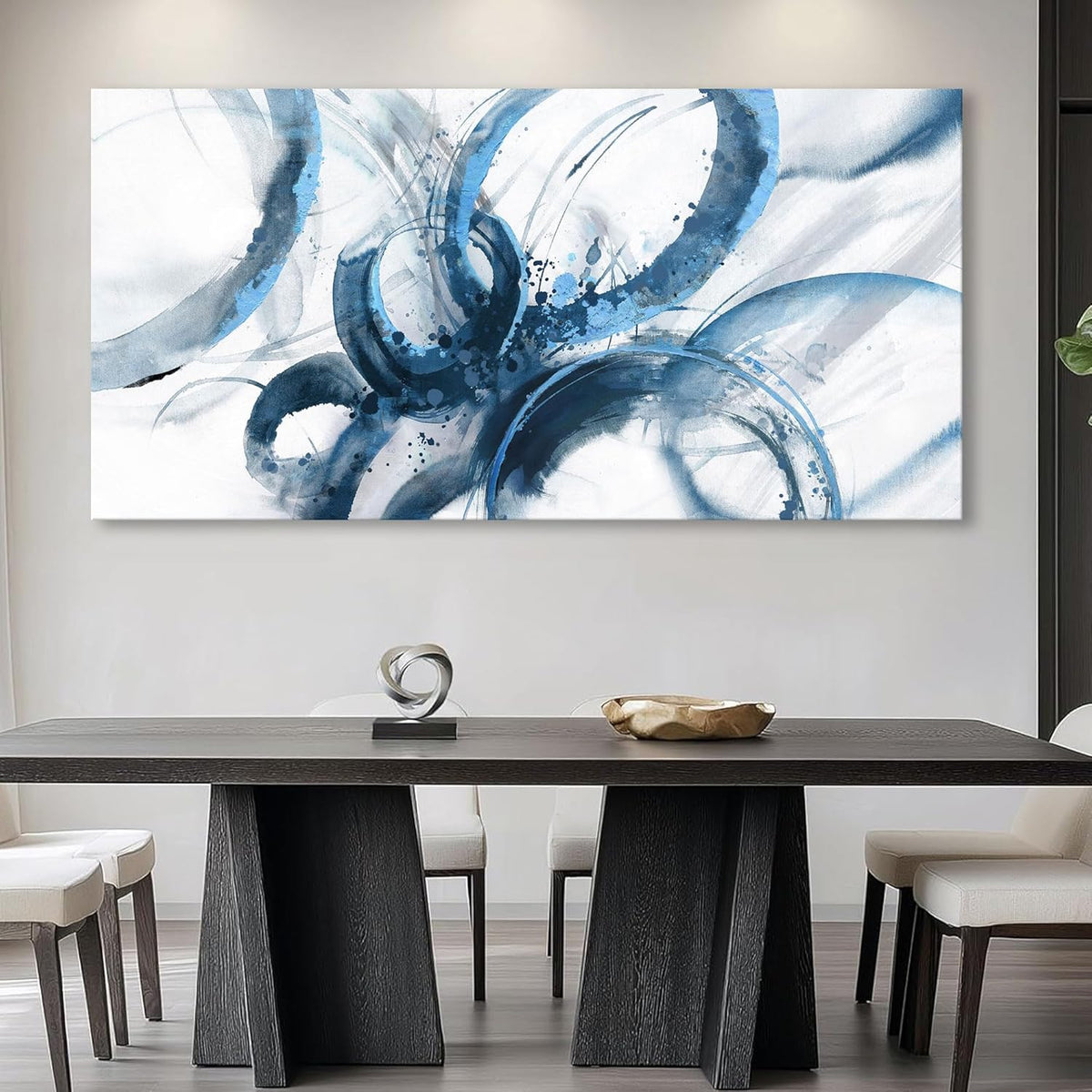 Large Canvas Wall Art Blue Abstract Pictures Wall Art for Living Room Paintings for Wall
