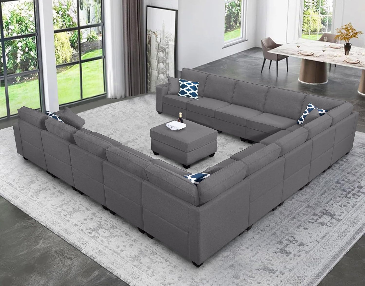 L Lengend Vansen Modular Sectional Sofa U Shaped Couch with Ottoman Modern Reversible Corner