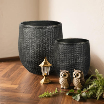Worth Garden Large Round Planters Set of 2 (14.5"x17.5" & 12" x15“) - Lightweight Magnesium Oxide