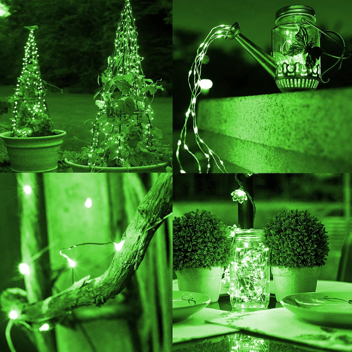TW SHINE Green Solar String Lights Outdoor, Total 80 FT 240 LED Solar Powered Waterproof Fairy