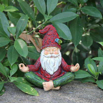 Garden Yoga Gnome Statue, Outdoor Gnomes Figurine with Solar Lights, Knome in Yoga Pose for Garden