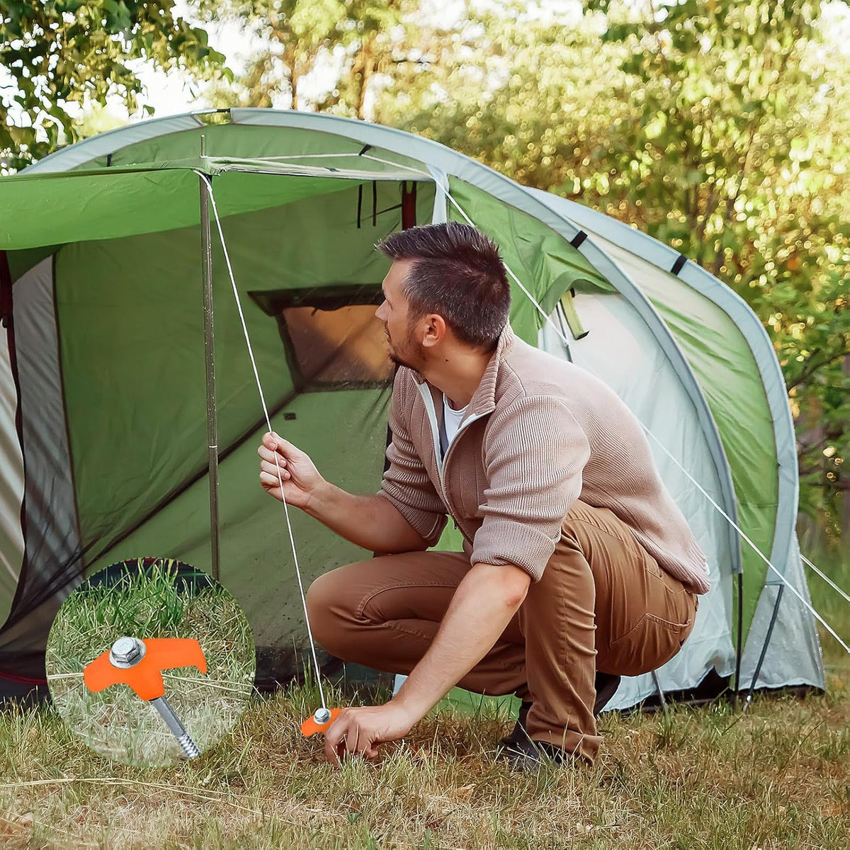 Hicarer 20 Pcs 20 Pcs 8'' Screw in Tent Stakes Heavy Duty Ground Metal Stakes for Inflatables with