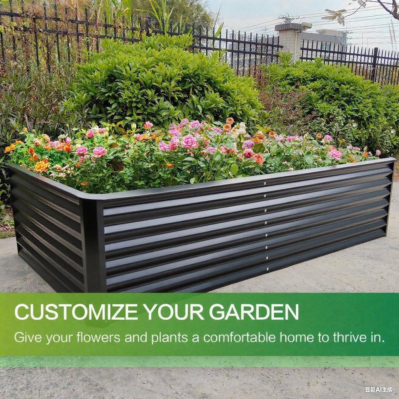 GARDMAX 6x3x1FT Raised Garden Bed Kit, Metal Planter Boxes Outdoor with Easy Assembly, Large Garden