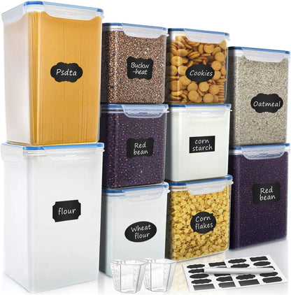 VERONES Large Tall Airtight Food Storage Containers, 10 PACK Plastic Airtight Kitchen & Pantry
