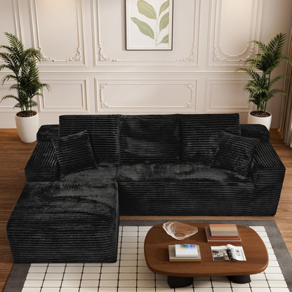 Modular Sectional Sofa Cloud Sectional Couch, 107" Comfy Fluffy L Shaped Light Black Couches for