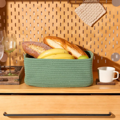 Small Storage Baskets for Organizing | Closet Organizer Bins | Shelf Toy Basket | Woven Rope