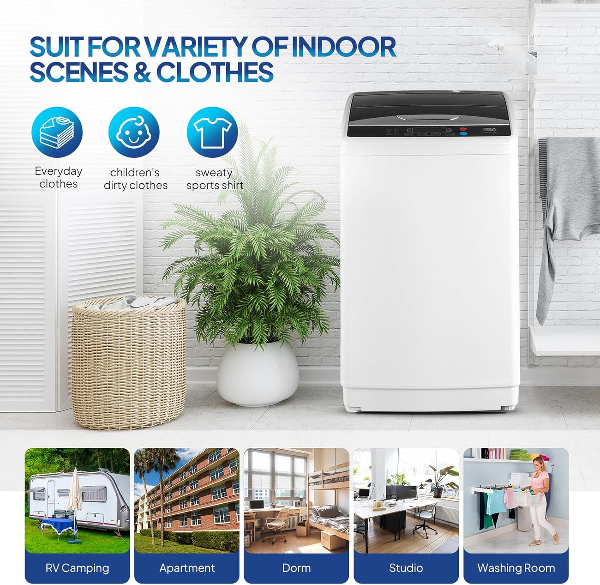 ROVSUN 25LBS Portable Washing Machine, Full-Automatic Electric Laundry Machine with Stainless Steel
