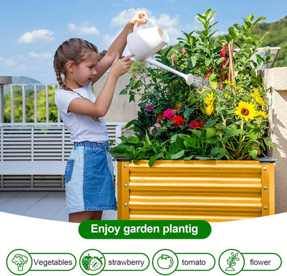 Land Guard Galvanized Raised Garden Bed with Legs, Galvanized Planter Raised Garden Boxes Outdoor