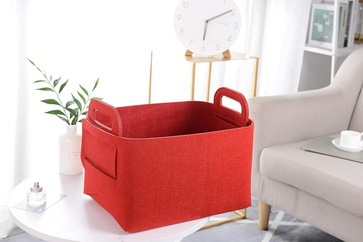 Minoisome Storage Basket Felt Storage Bin Collapsible& Convenient Box Organizer with Carry Handles