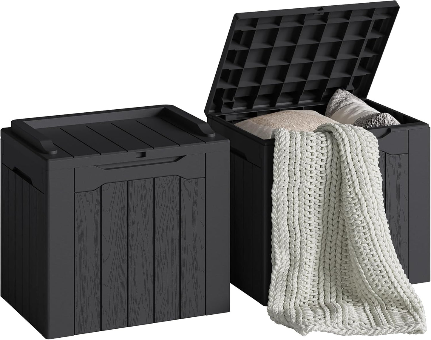 Devoko 30 Gallon Resin Deck Box 2 Pack Outdoor Indoor Waterproof Storage Box for Patio Furniture