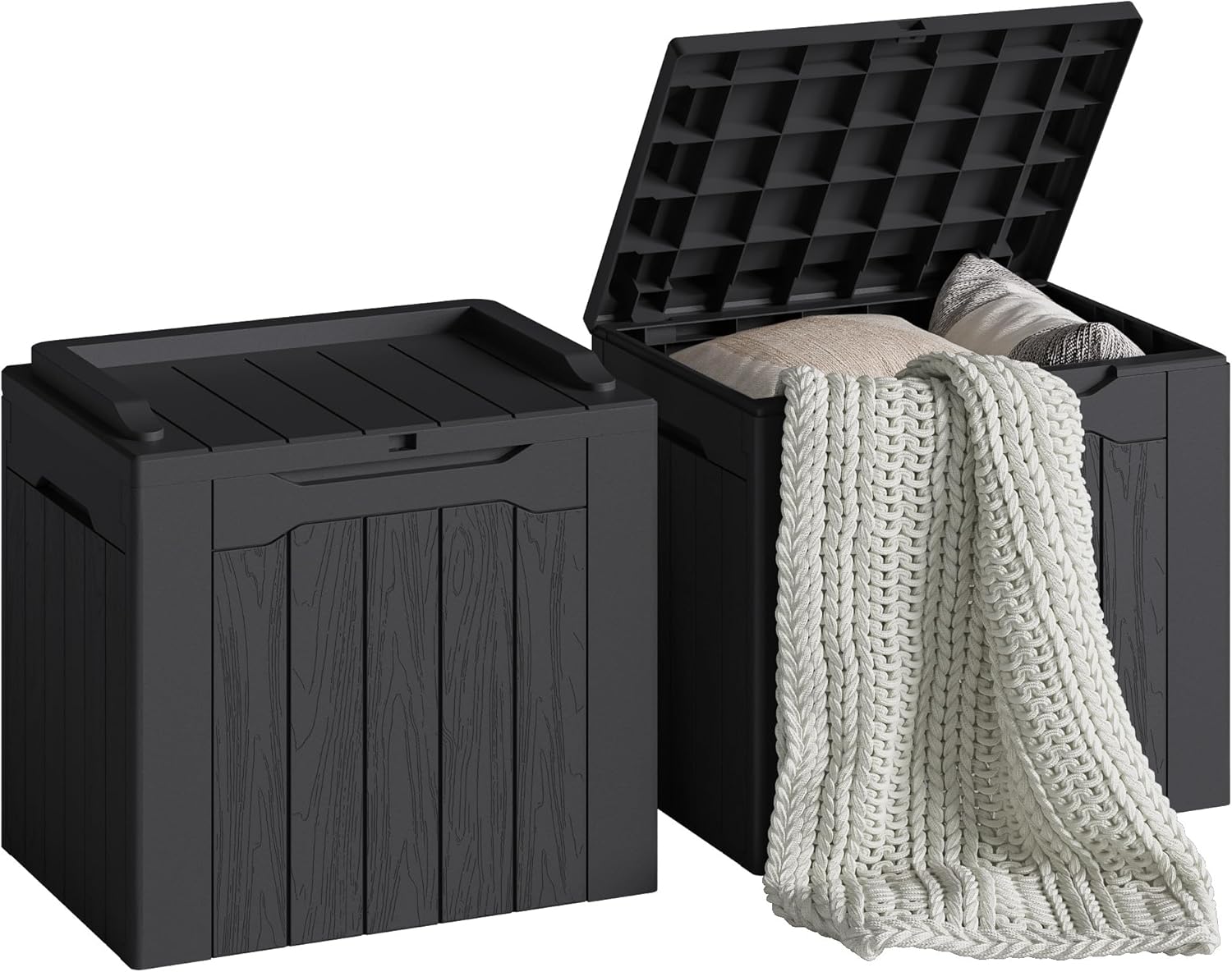 Devoko 30 Gallon Resin Deck Box 2 Pack Outdoor Indoor Waterproof Storage Box for Patio Furniture