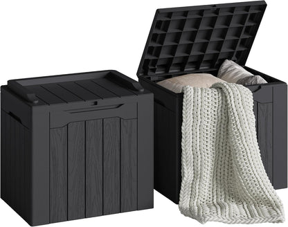Devoko 30 Gallon Resin Deck Box 2 Pack Outdoor Indoor Waterproof Storage Box for Patio Furniture