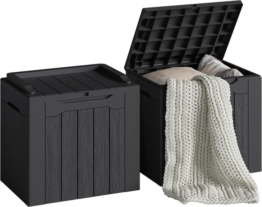Devoko 30 Gallon Resin Deck Box 2 Pack Outdoor Indoor Waterproof Storage Box for Patio Furniture