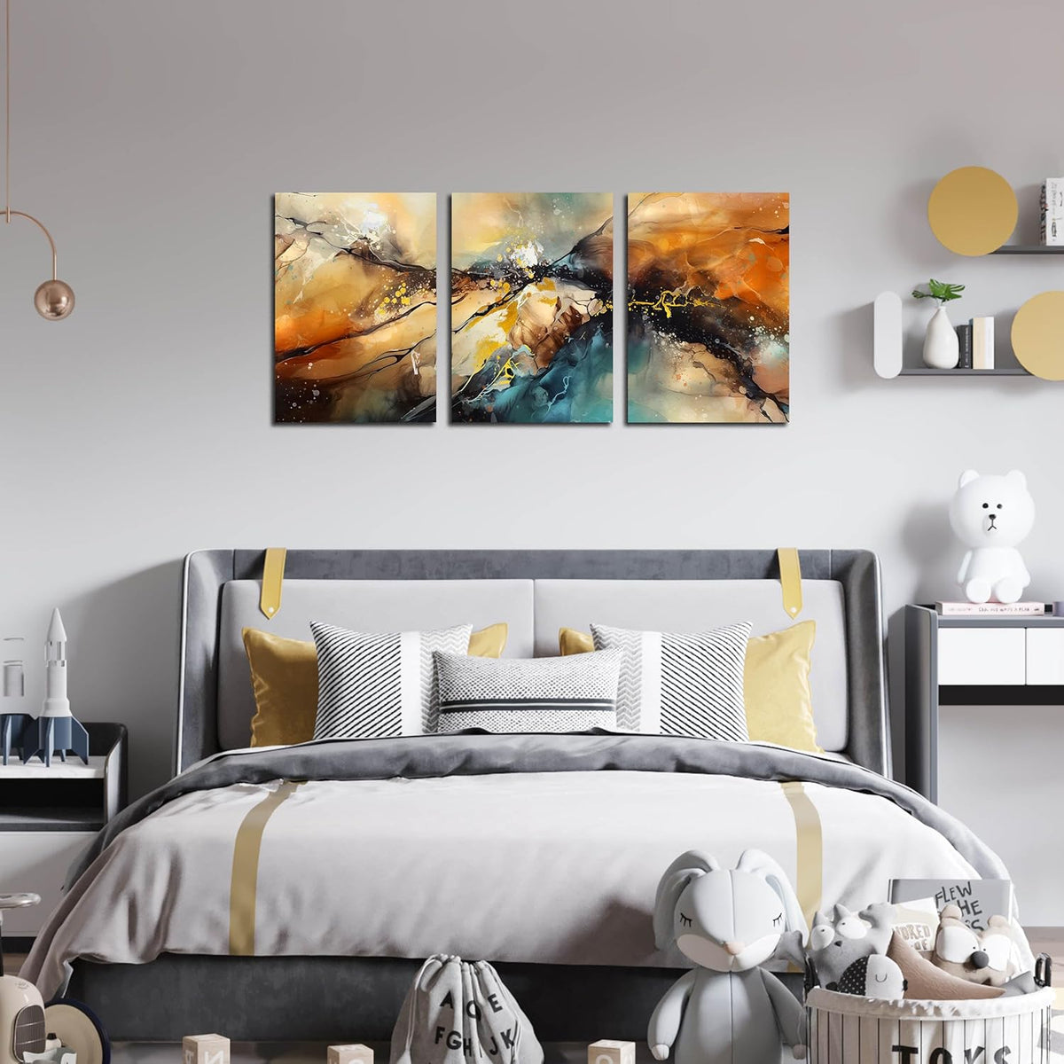 Abstract Wall Canvas Art for Living Room - Modern Art Work for Office Walls - 3 Piece Pictures Wall