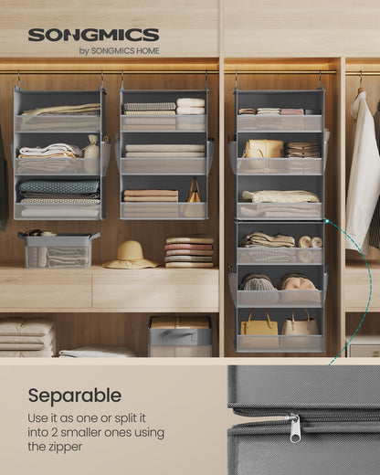SONGMICS Widended Hanging Closet Organizer and Storage, 6-Tier, Separable