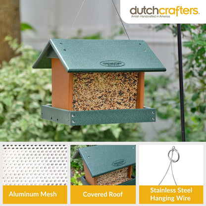 Poly Hanging Hopper Bird Feeder, Large Hanging Bird Feeder for Outside, Outdoors - Amish American
