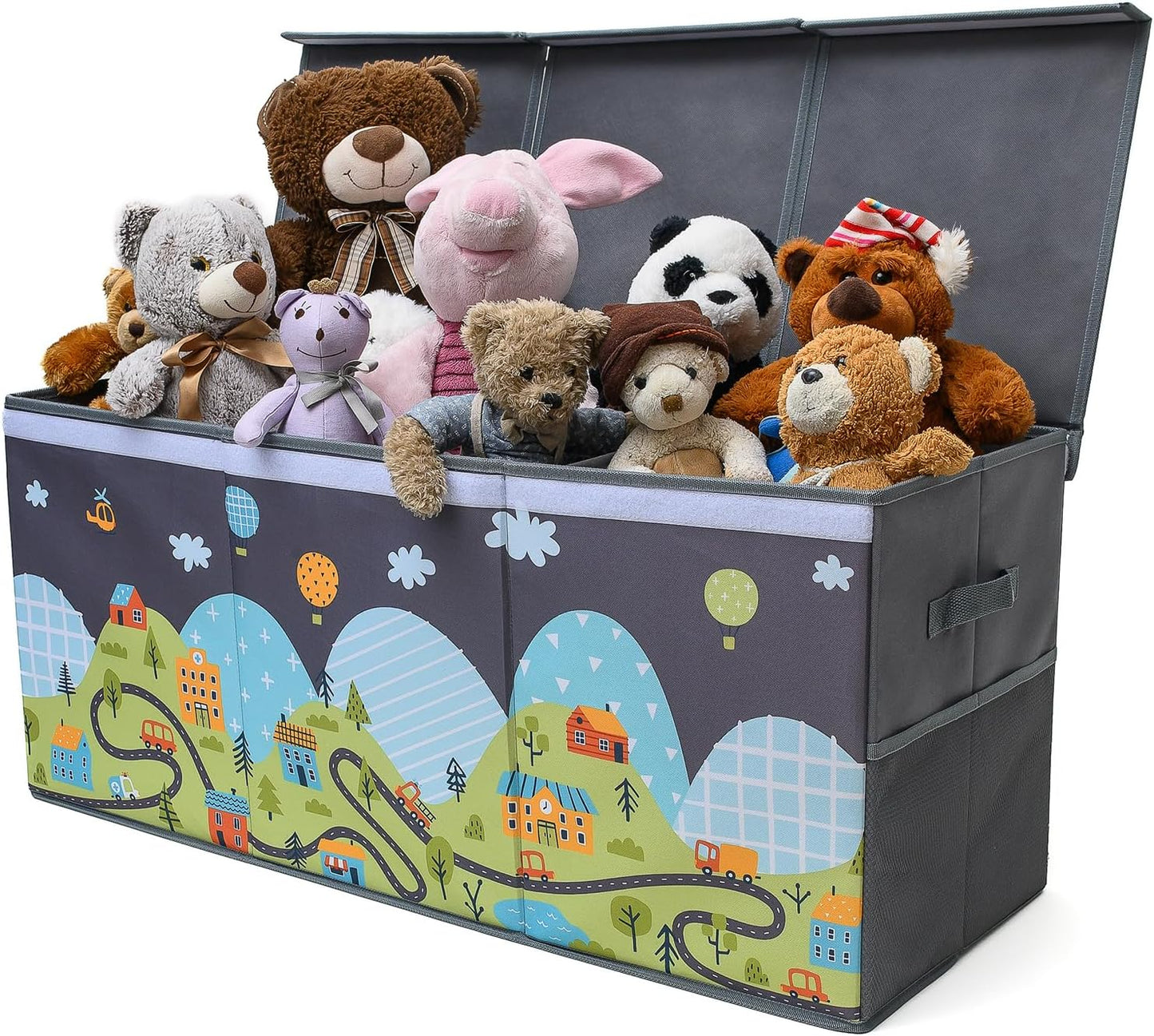 Extra Large Toy Storage Organizer with Lid - Sturdy, Collapsible Toy Chest Storage Box with Cute