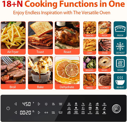 Aeitto® 32-Quart PRO Large Air Fryer Oven| Toaster Oven Combo | with Rotisserie, Dehydrator and