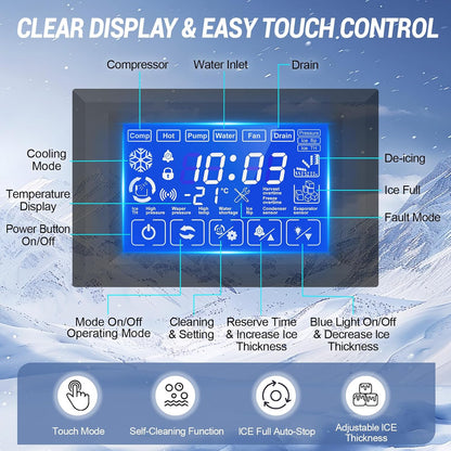 Commercial Ice Maker 600 Lbs/24H Ice Machine Large Capacity Stainless Steel, 182 Ice Trays