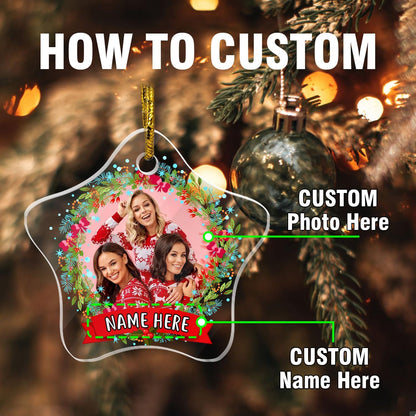 Personalized Christmas Ornaments, Crystal Custom Hanging Ornaments, Decorative Photo Hanging Glass