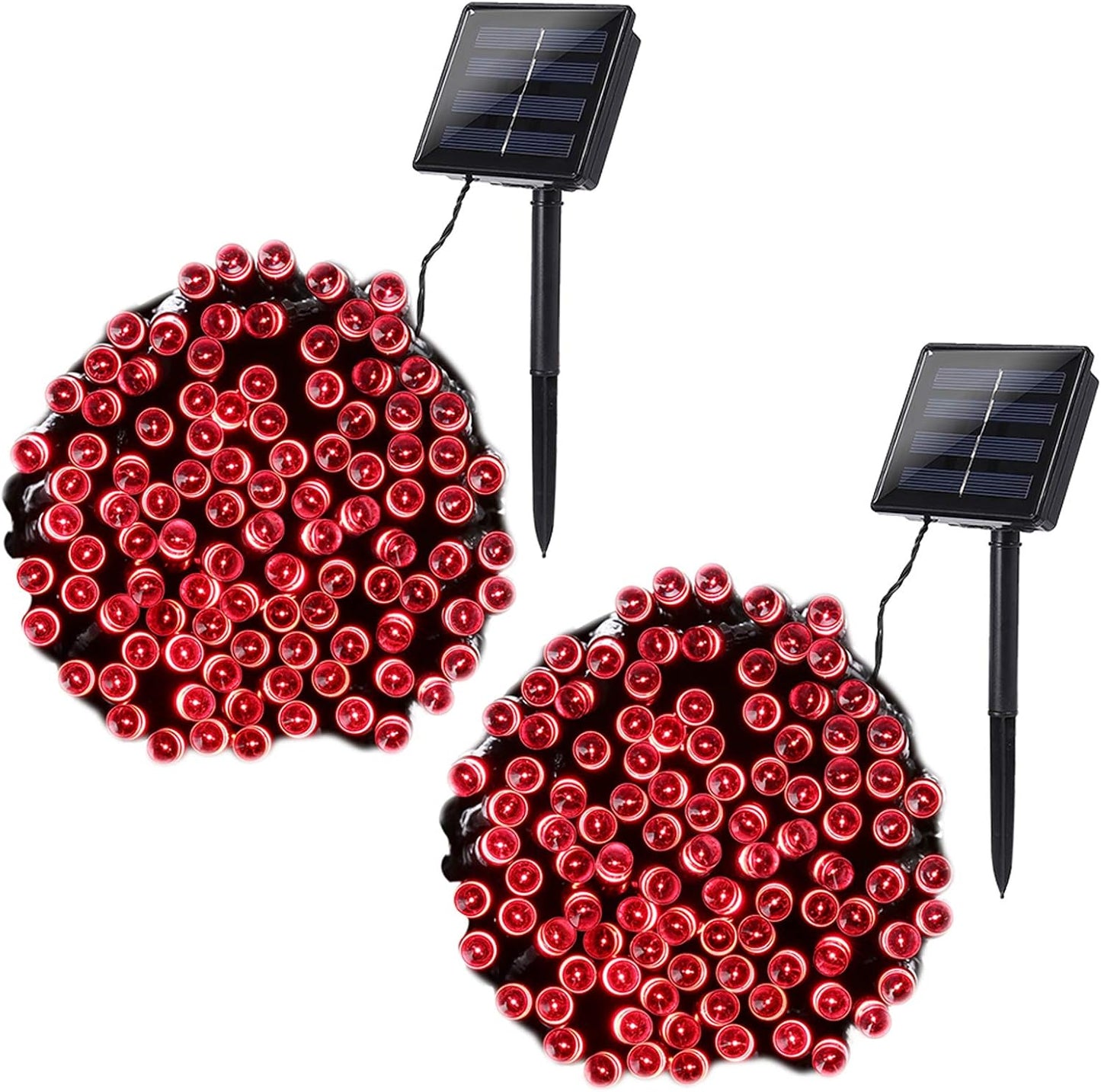 Joomer Red Solar Christmas Lights, 2 Pack Total 144FT 400 LED 8 Modes Waterproof Solar Christmas