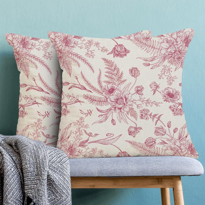 CXMEIFLY Hot Pink Spring Pillow Covers 20 x 20 Inch Set of 2 for Chinoiserie Flowers Decor Throw