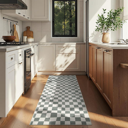 jinchan Runner Rug 2x6 Hallway Washable Modern Checkered Geometric Lattice Kids Bedroom Rug Indoor