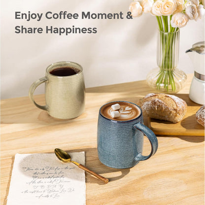 GBHOME Large Coffee Mugs Set of 4, 18oz Handmade Ceramic Coffee Mugs Set with Gradient color for