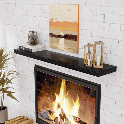 55 Inch Floating Shelves Black, Rustic Wood Floating Shelf Wall Mounted, 9 Inch Deep Floating Shelf