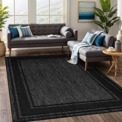 Beverly Rug Large Outdoor Rug 9x12 Modern Bordered Area Rugs for Indoor and Outdoor Patio Deck