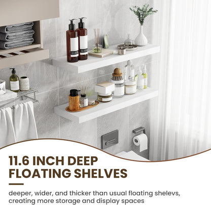 36 Inch Floating Shelves, 12 Inch Deep Floating Shelves for Wall, Floating Shelf with Invisible